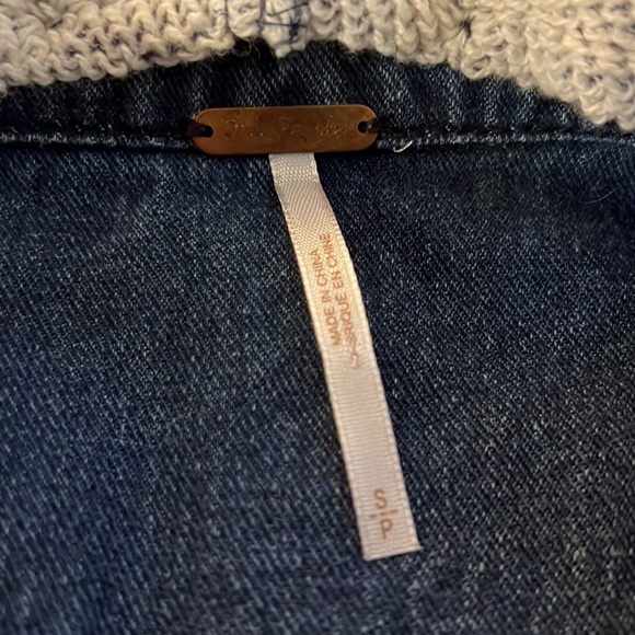 Free People Distressed Knit Denim Jacket - Picture 10 of 11